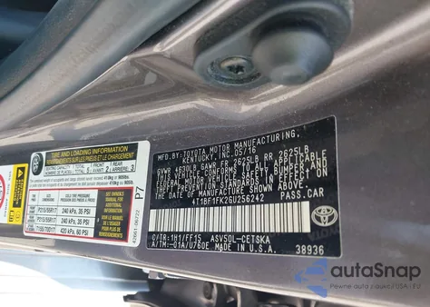 2016 Toyota Camry Se z USA, uszkodzony, nr VIN 4T1BF1FK2GU256242